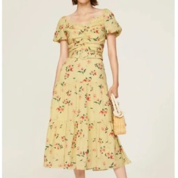 Paloma Blue Evie Yellow Floral Off-Shoulder Dress, size Medium - Picture 1 of 7